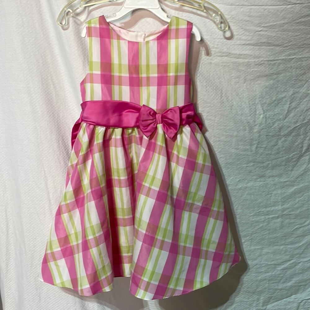 Rare Editions 6 pink green plaid taffeta dress crinoline fluffy lining guc